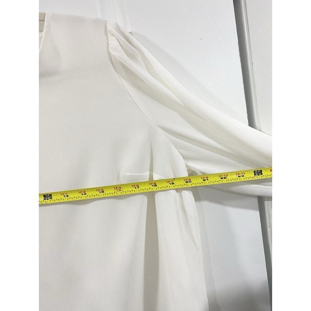 NWT J.Crew Factory Ivory Smocked Cuff Blouse Medium Puff Sleeve Work Office Top - Picture 8 of 13